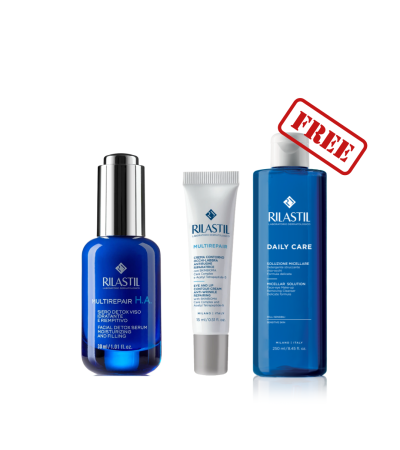 Rilastil Multirepair H.A.Serum+ Rilastil Eye Contour Cream + Free Rilastil Daily Care Micellar Solution احصل على مزيل مكياج مجانا من ريلاستيل 